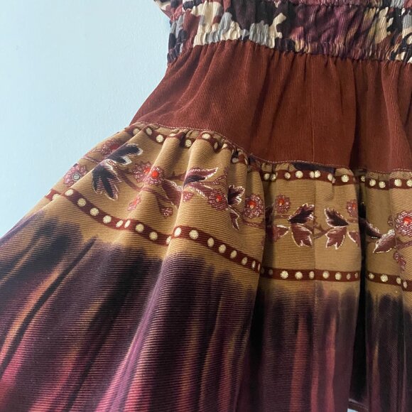 Handmade Children's 100% Cotton Corduroy Brown Tan Multicolour Dress - Picture 12 of 15